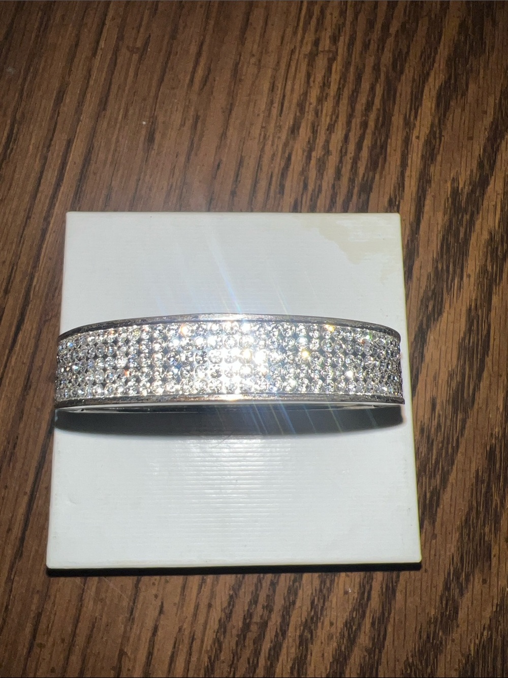 Silver Crystal Pavé Bangle Bracelet - Sparkling Clear Stones - Picture 3 of 5